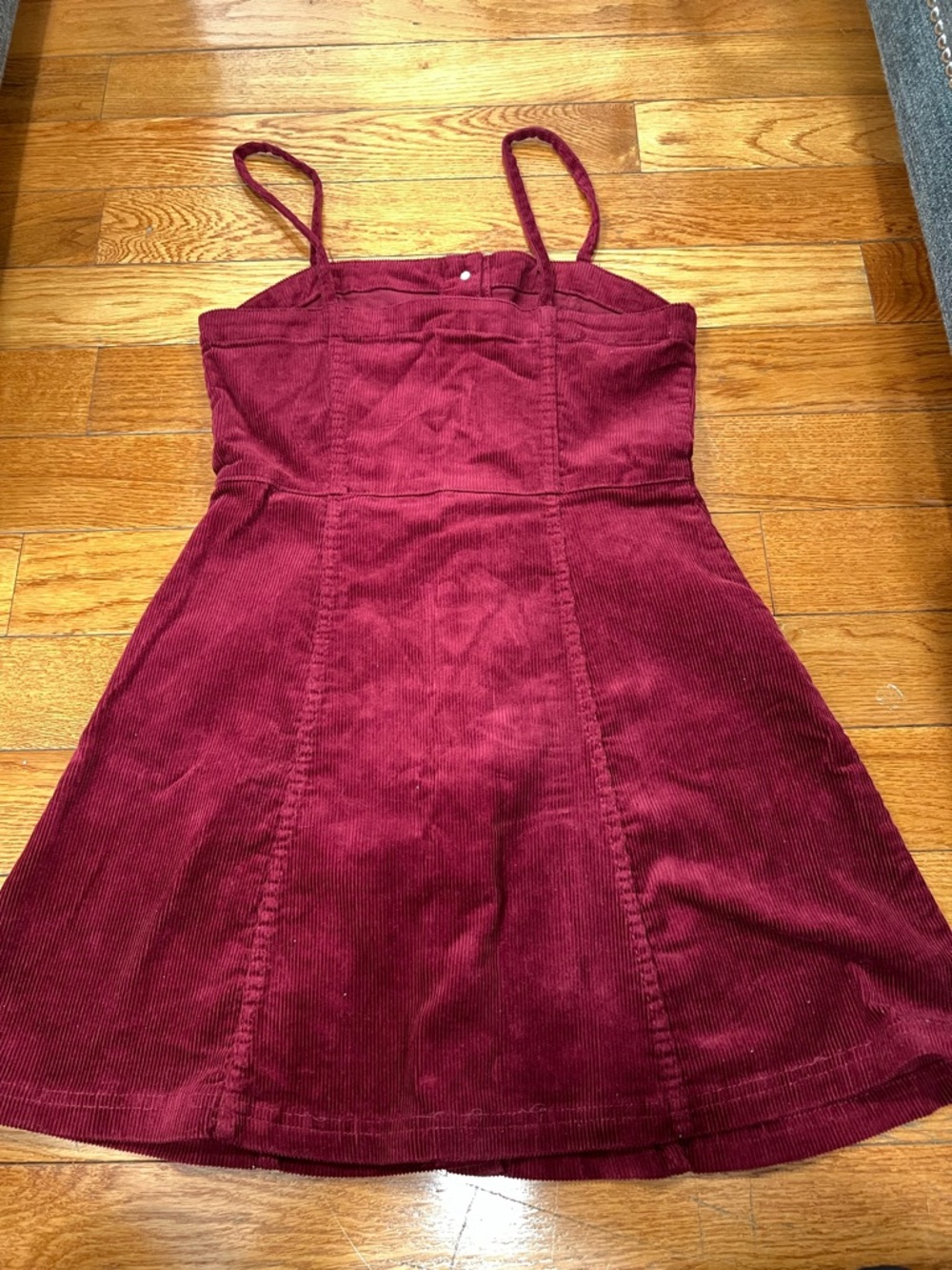 H&M Burgundy Corduroy Mini Dress Size Small - Picture 2 of 7